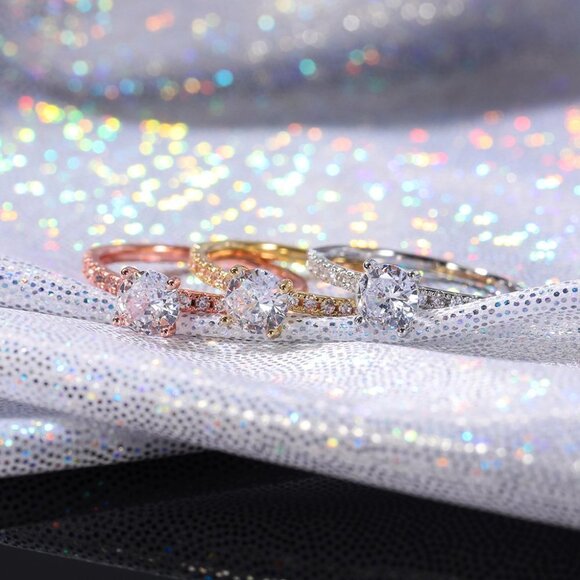 🌸Crystal Pure Round CZ Beautiful Wedding/Engagement Ring for Women, K884 - Picture 3 of 4